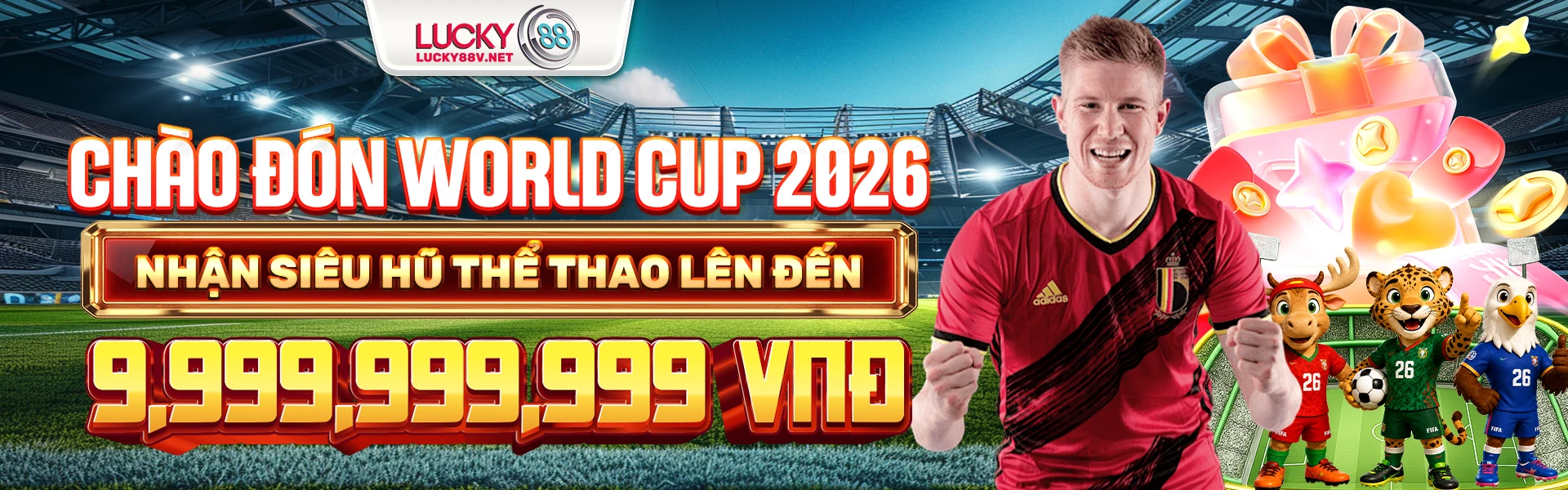 Banner lucky88 chào đón world cup 2026